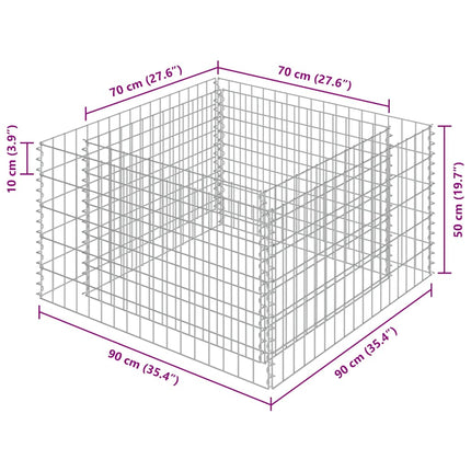 gabion-højbed 90x90x50 cm galvaniseret stål