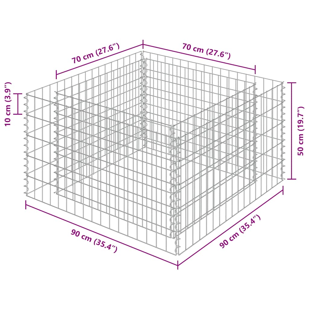 gabion-højbed 90x90x50 cm galvaniseret stål