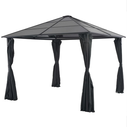 pavillon med gardin aluminium 3 x 3 m sort
