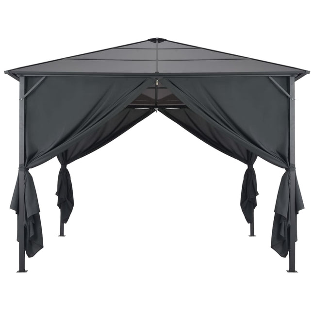 pavillon med gardin aluminium 3 x 3 m sort
