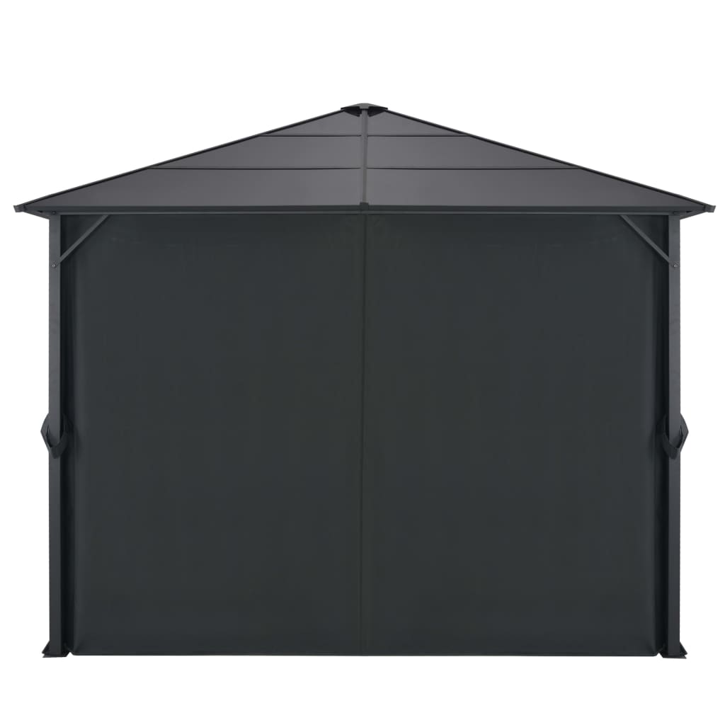 pavillon med gardin aluminium 3 x 3 m sort