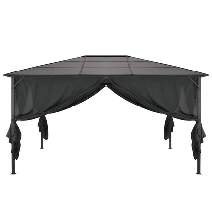 pavillon med gardin aluminium 4 x 3 x 2,6 m sort