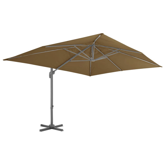 fritstående haveparasol med aluminiumsstang 400x300 cm taupe