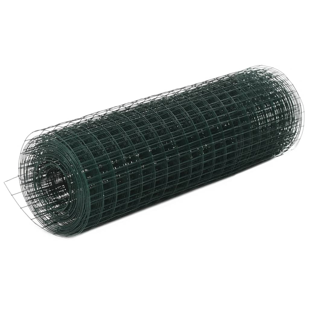 hønsenet stål med PVC-belægning 25 x 0,5 m grøn