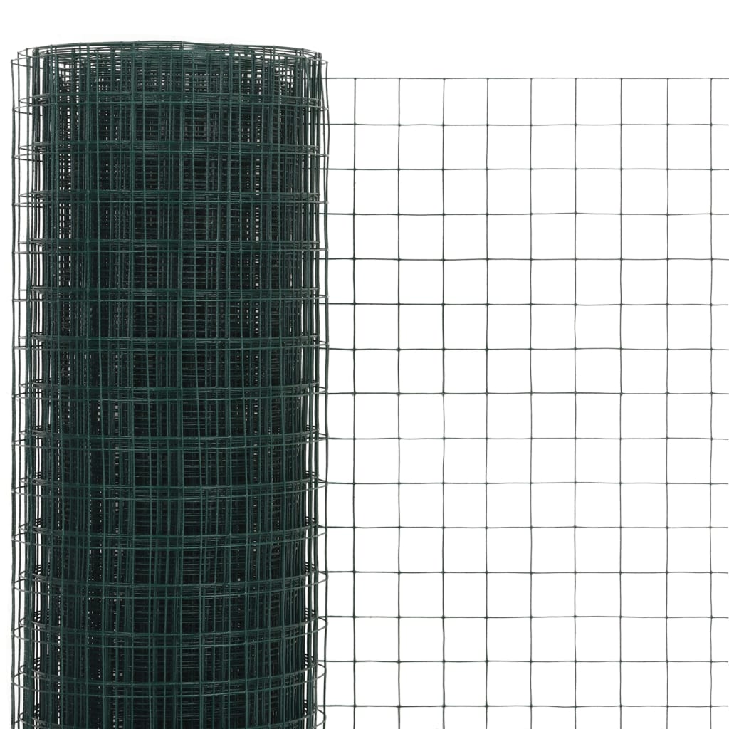 hønsenet stål med PVC-belægning 25 x 0,5 m grøn