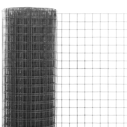 hønsenet stål med PVC-belægning 10 x 1 m grå