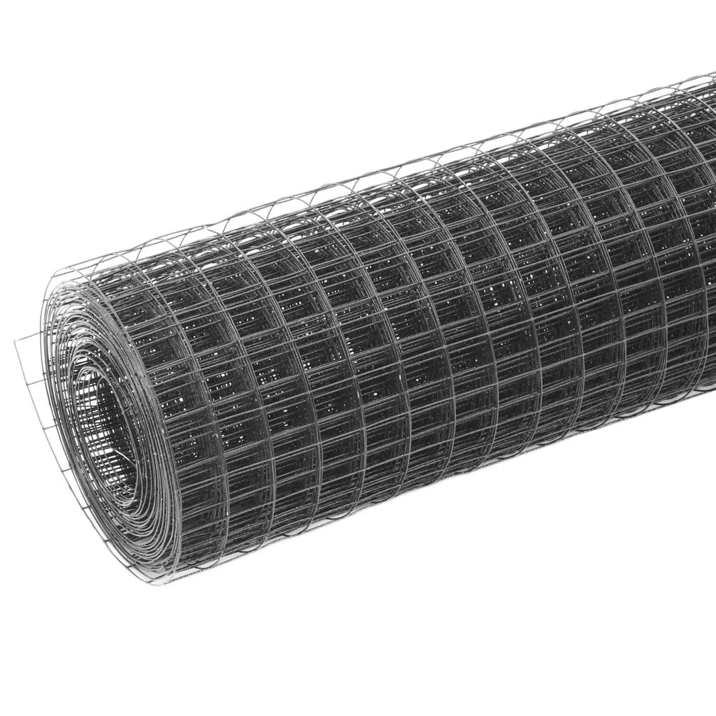 hønsenet stål med PVC-belægning 10 x 1,5 m grå