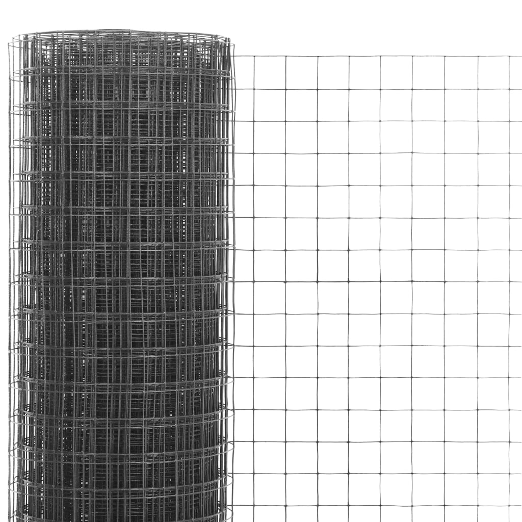 hønsenet stål med PVC-belægning 10 x 1,5 m grå