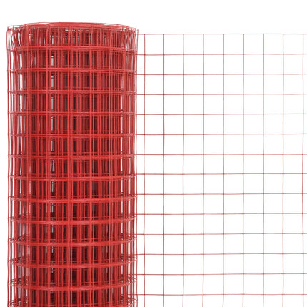 hønsenet stål med PVC-belægning 25 x 1,5 m rød