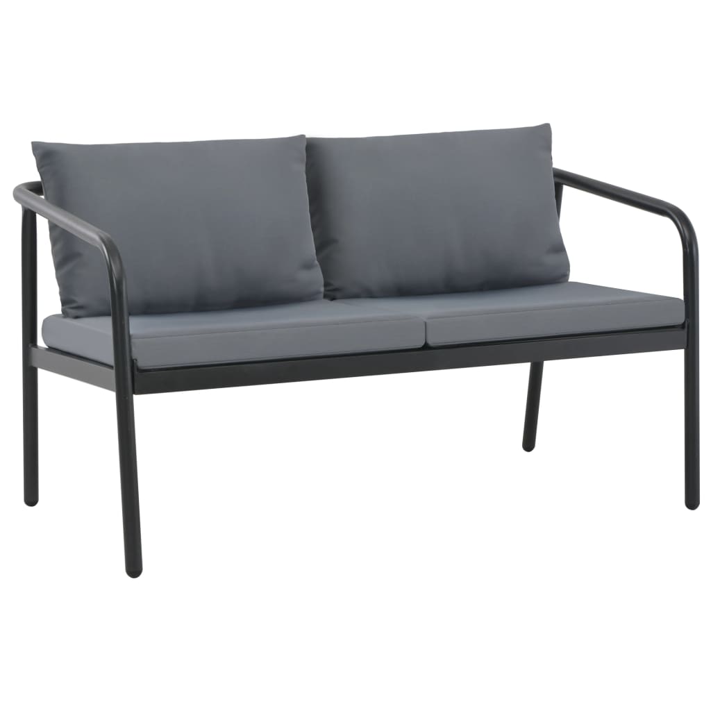 2-personers havesofa med hynder grå aluminium billede