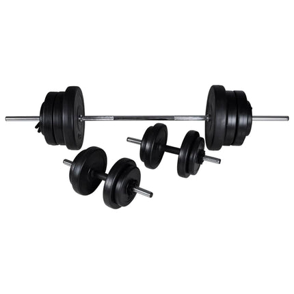 vægtstang- og squat-stativ med vægtstang- og håndvægtsæt 60,5kg
