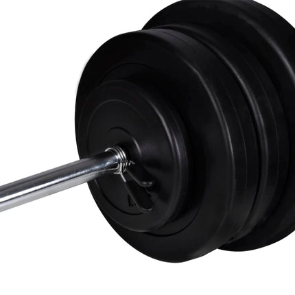 vægtstang- og squat-stativ med vægtstang- og håndvægtsæt 60,5kg