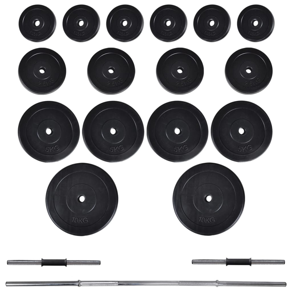 vægmonteret styrketårn med vægtstang- og håndvægtsæt 60,5 kg