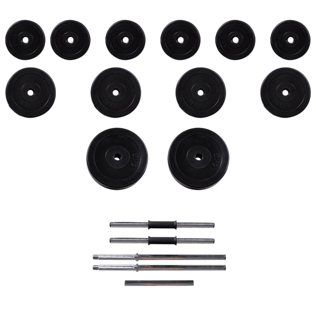 vægmonteret styrketårn med vægtstang- og håndvægtsæt 30,5 kg