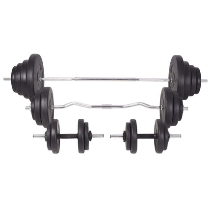 vægtbænk med vægtstativ, vægtstang- og håndvægtsæt 120 kg