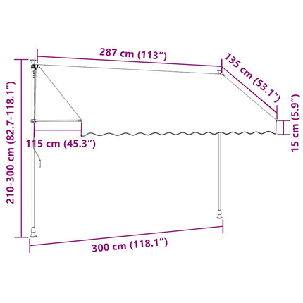 foldemarkise med manuel betjening 300 cm cremefarvet