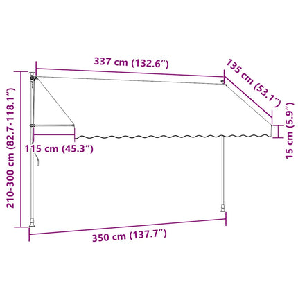 foldemarkise med manuel betjening 350 cm cremefarvet