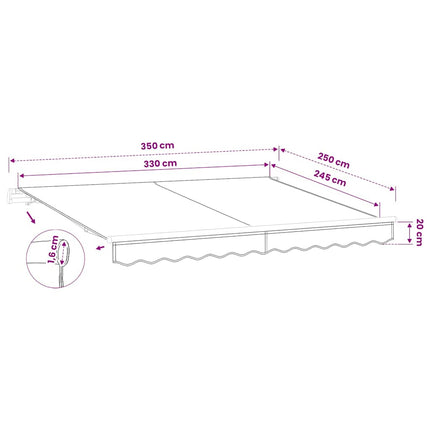 udskiftningsdug til markise 350x250 cm polyester cremefarvet