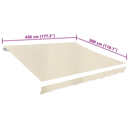 udskiftningsdug til markise 4,5x3 m polyester cremefarvet