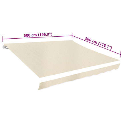 udskiftningsdug til markise 5x3 m polyester cremefarvet