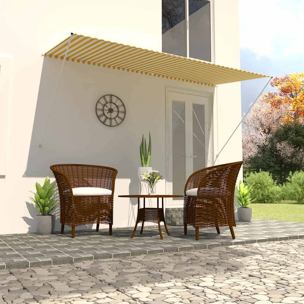 foldemarkise 300x150 cm gul og hvid billede