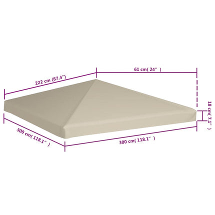 pavillontopdække 310 g/m² 3x3 m beige
