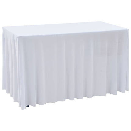 strækbare bordduge med skørt 2 stk. 183 x 76 x 74 cm hvid
