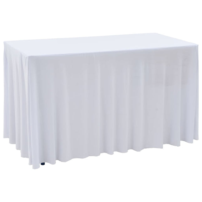 strækbare bordduge med skørt 2 stk. 183 x 76 x 74 cm hvid