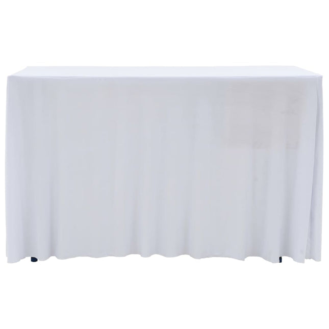 strækbare bordduge med skørt 2 stk. 183 x 76 x 74 cm hvid