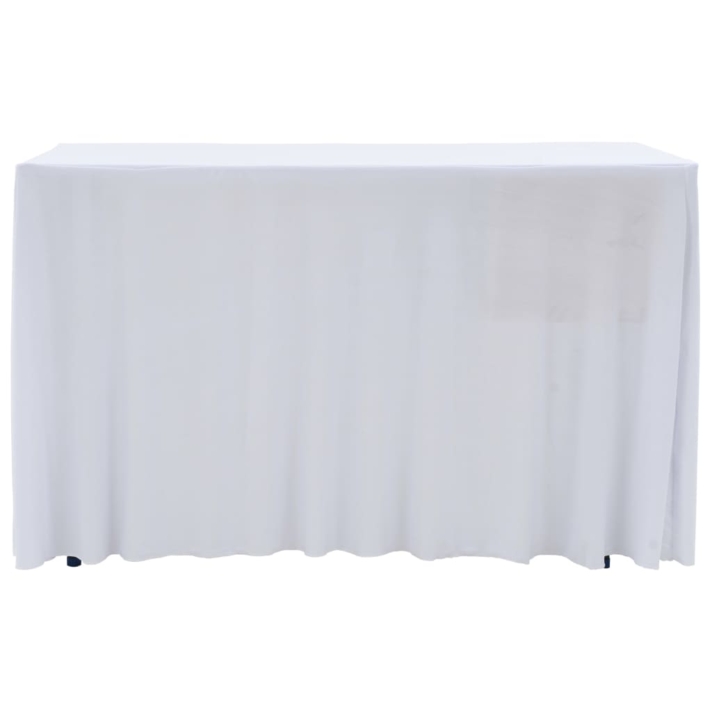 strækbare bordduge med skørt 2 stk. 183 x 76 x 74 cm hvid