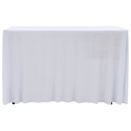strækbare bordduge med skørt 2 stk. 243 x 76 x 74 cm hvid