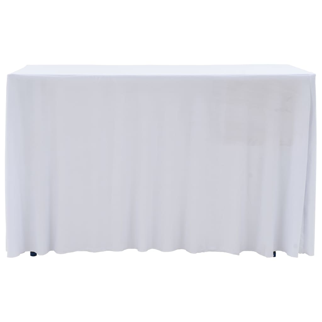 strækbare bordduge med skørt 2 stk. 243 x 76 x 74 cm hvid
