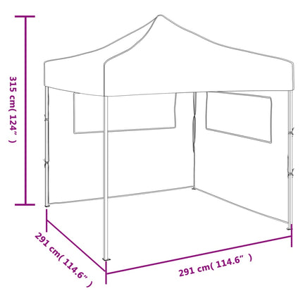 foldbart telt med 2 vægge 291x291x315 cm cremefarvet