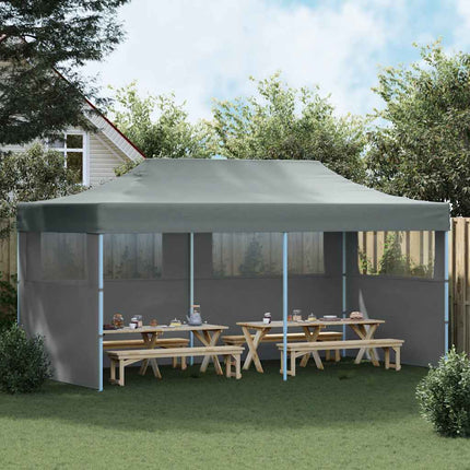 foldbart pop-op-festtelt med sidevægge 3x6 m antracitgrå