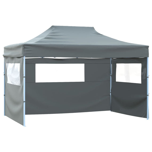 foldbart telt med 3 sidevægge 431x291x315 cm antracitgrå