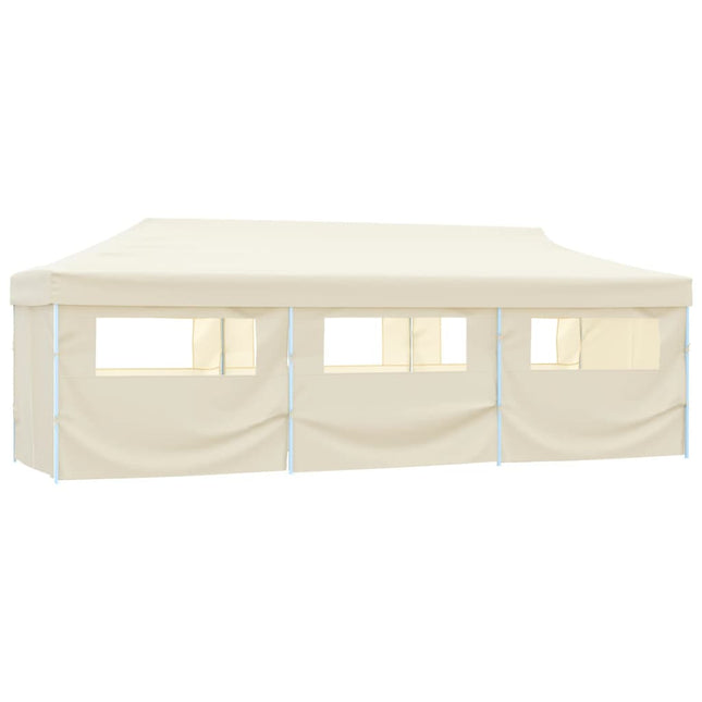 foldbart pop op-festtelt med 8 sidevægge 870x291x315 cm cremefarvet