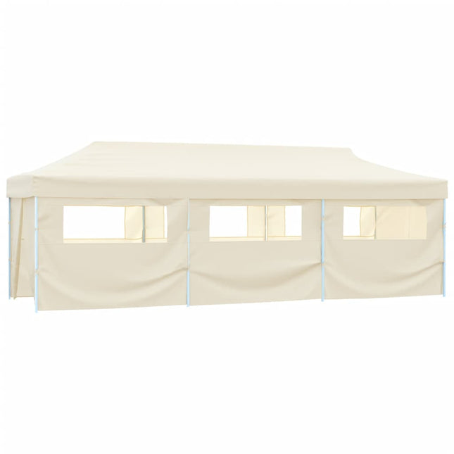 foldbart pop op-festtelt med 8 sidevægge 870x291x315 cm cremefarvet