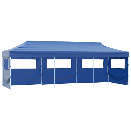 foldbart pop up-festtelt med 5 sidevægge 3 x 9 m blå