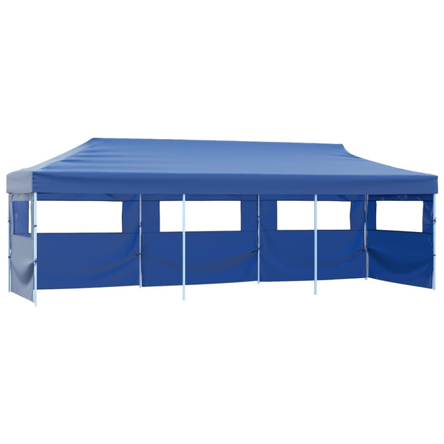 foldbart pop up-festtelt med 5 sidevægge 3 x 9 m blå