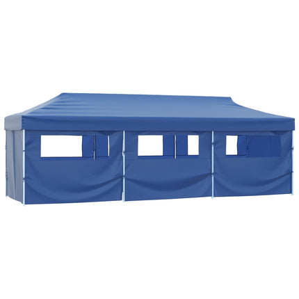 foldbart pop up-festtelt med 8 sidevægge 870x291x315 cm blå