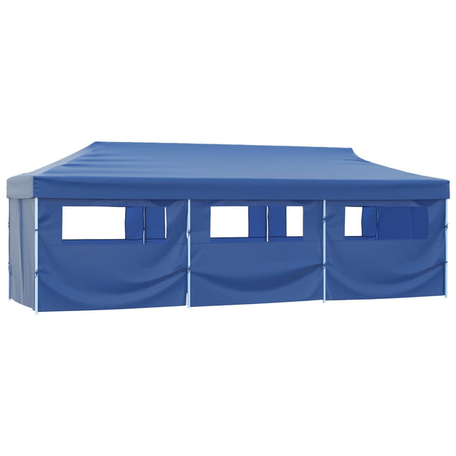 foldbart pop up-festtelt med 8 sidevægge 870x291x315 cm blå