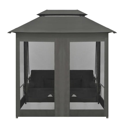 konvertibel gyngesofa baldakin 220x160x240 cm stål antracitgrå
