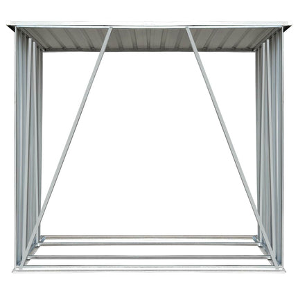 brændeskur til haven galvaniseret stål 163 x 83 x 154 cm grå