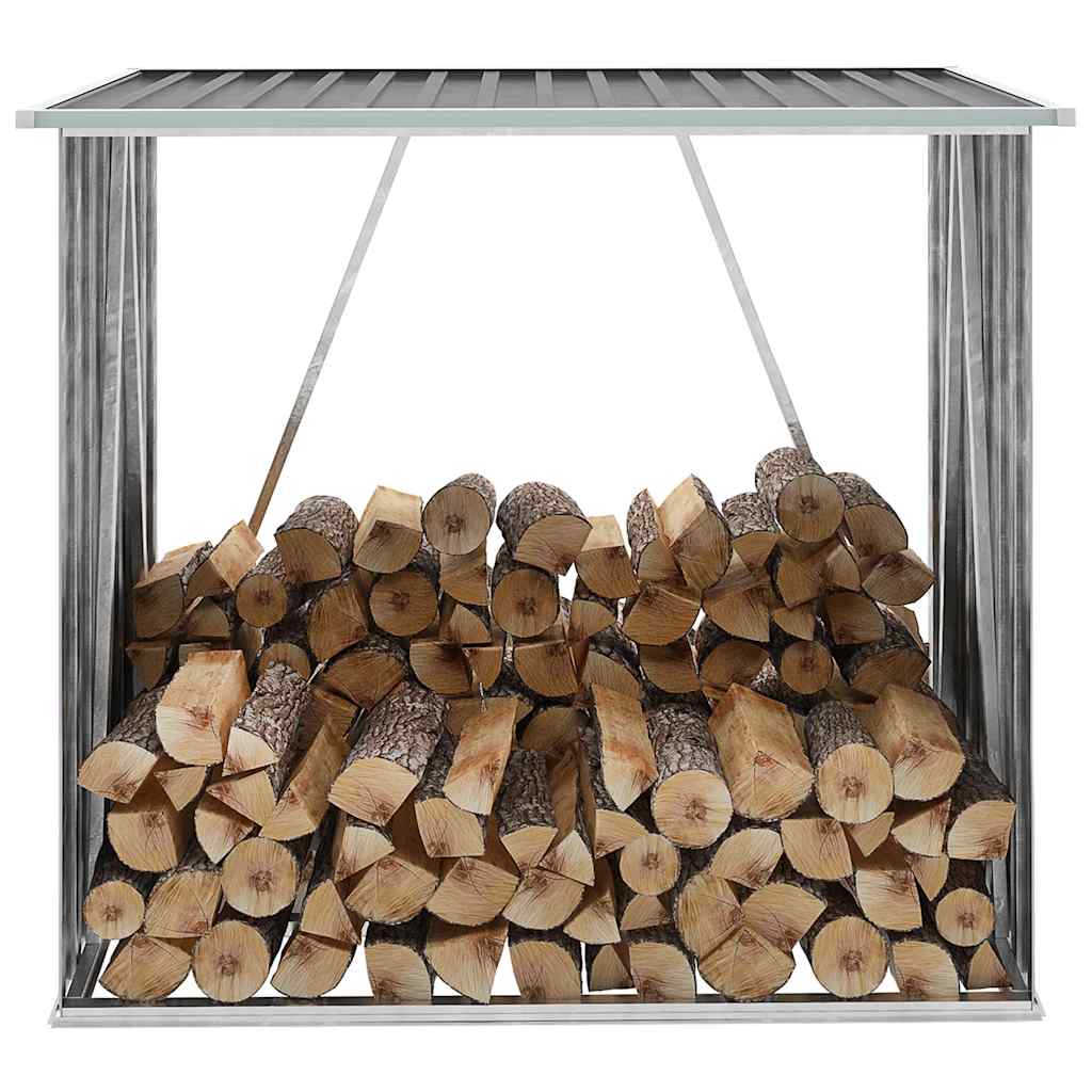 brændeskur til haven galvaniseret stål 163 x 83 x 154 cm grå billede