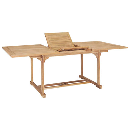 udendørs spisebordssæt 7 dele 150-200x100x75 cm massivt teak