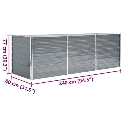 forhøjet plantekasse 240x80x77 cm galvaniseret stål grå