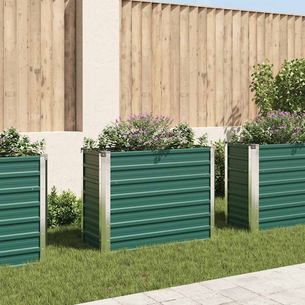 Forhøjet Plantekasse 100x40x77 Cm Galvaniseret Stål Grøn - Vidaxl