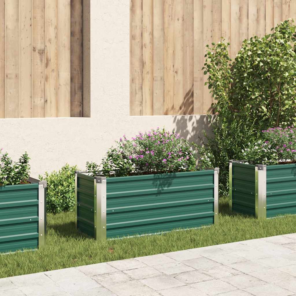 forhøjet plantekasse 100x40x45 cm galvaniseret stål grøn