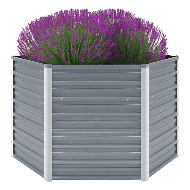 forhøjet plantekasse 129x129x77 cm galvaniseret stål grå