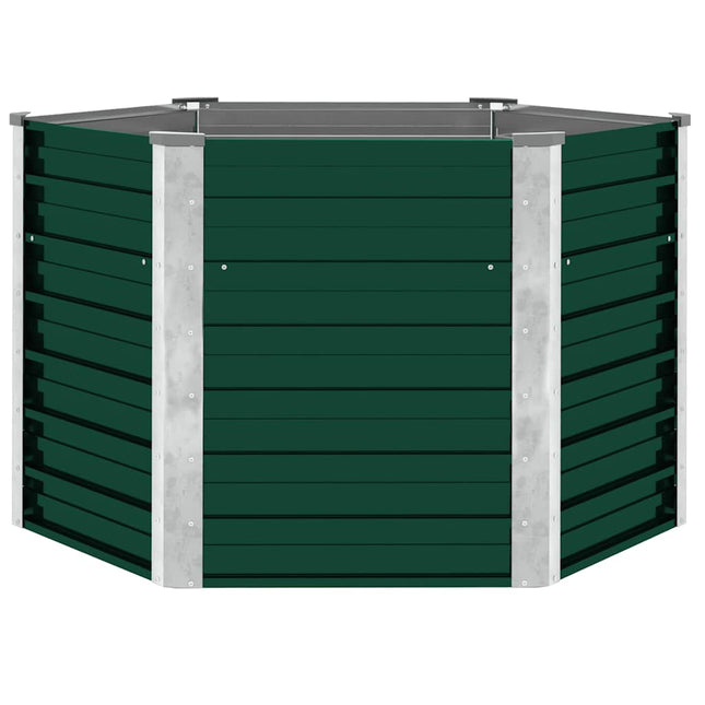 forhøjet plantekasse 129x129x77 cm galvaniseret stål grøn